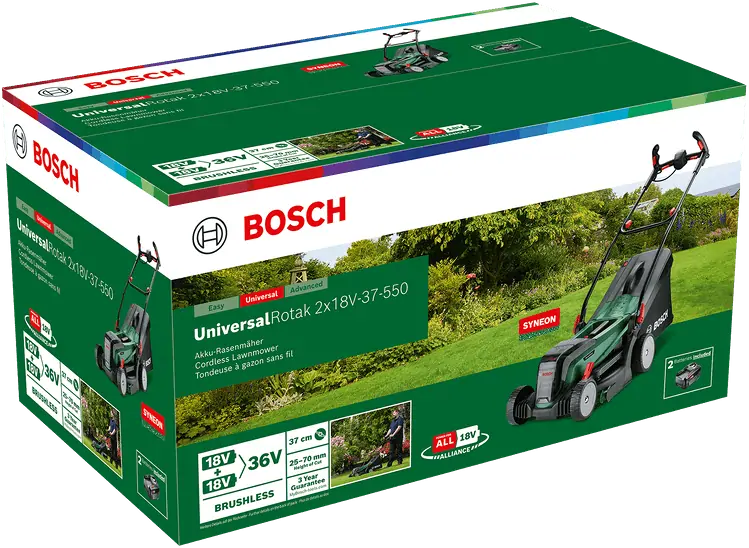 Bosch 06008B9E00 UniversalRotak 2x18V-37-550 akkus fűnyíró (2x4,0 Ah akkuval, töltővel) kép 5